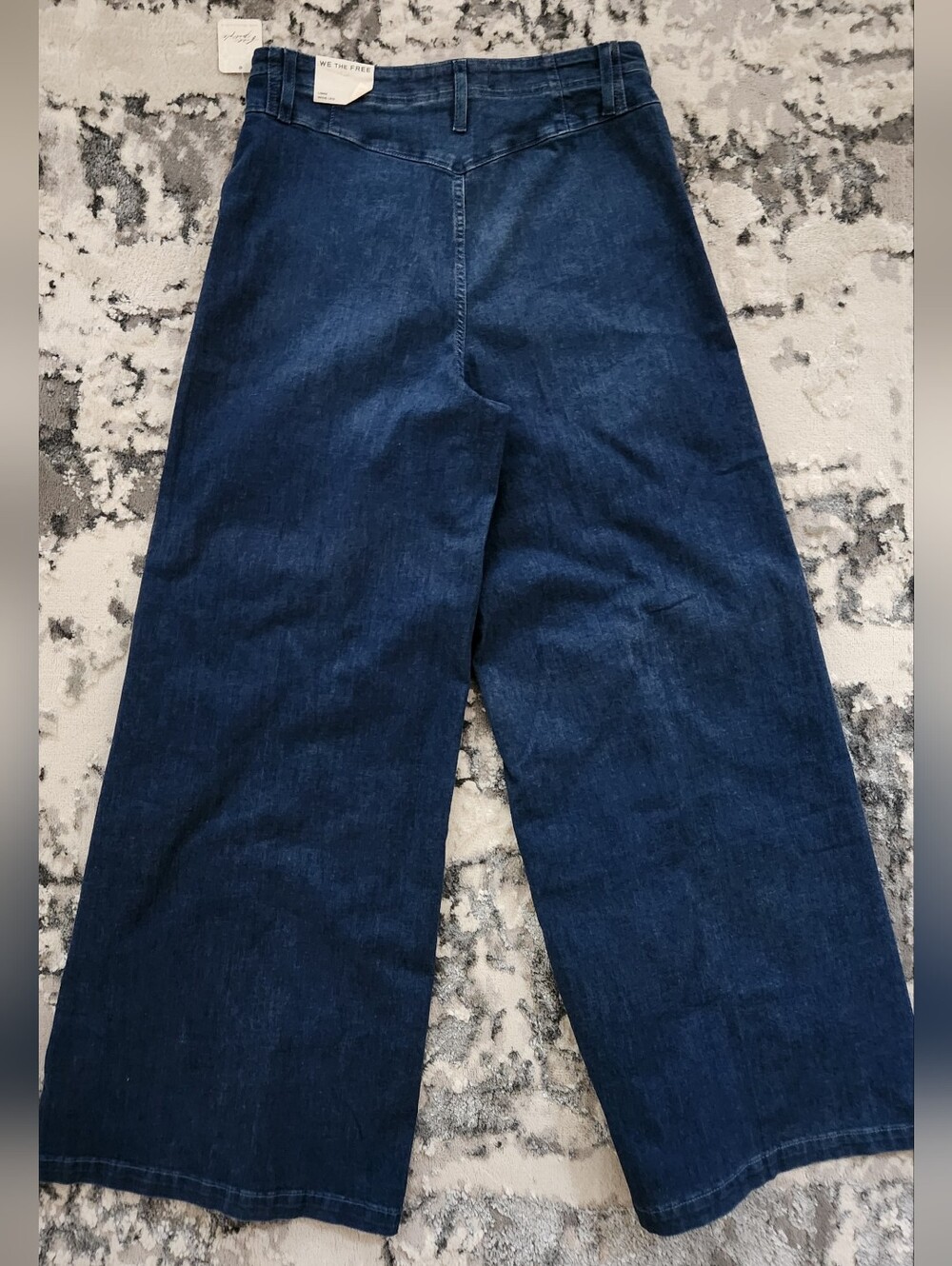 We The Free Wide Leg Flare Jeans - Dark Blue Denim - Picture 4 of 5